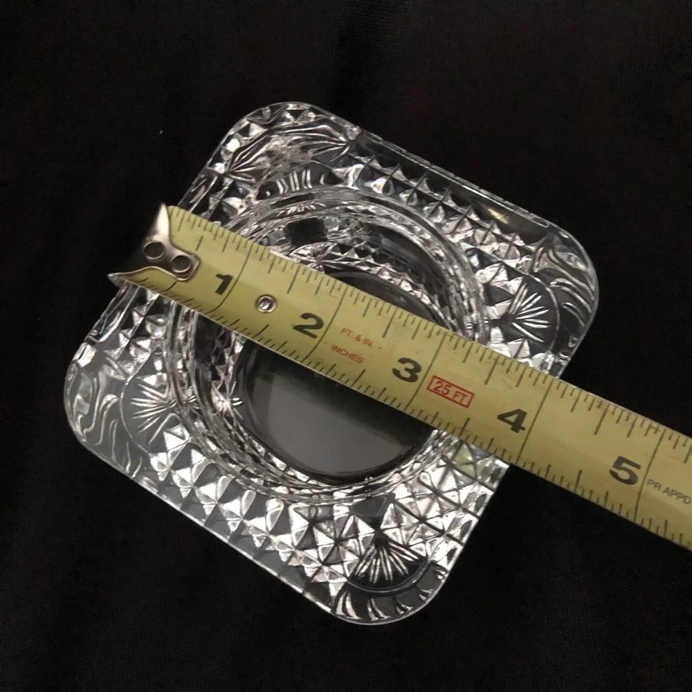 Vintage French Cut Crystal Square Candleholder Repurposed Chic